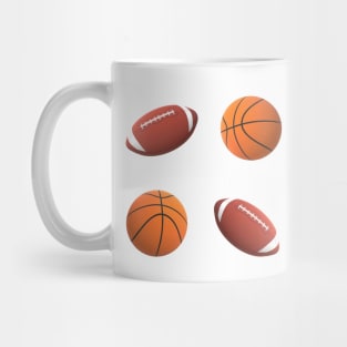 Footballs and Basketballs (White Background) Mug